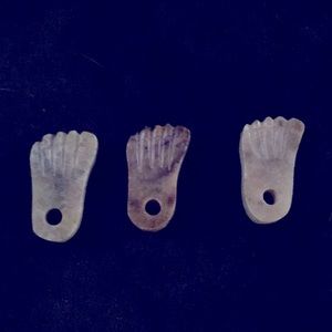 Hand carved Soapstone charms -  foot shape